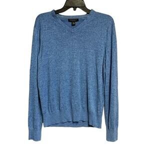 Banana Republic Blue V-Neck Long Sleeve Pullover Luxury Blend Knit Sweater Large